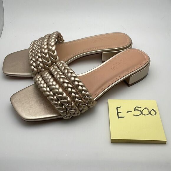 CUSHIONAIRE Women's braided low block heel sandal SIZE 7 CHAMPAGNE - Picture 3 of 8